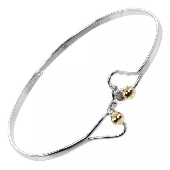 TIFFANY&Co. hook & eye double heart Bangle Silver925/K18 yellow gold 4.78g... - Picture 1 of 6